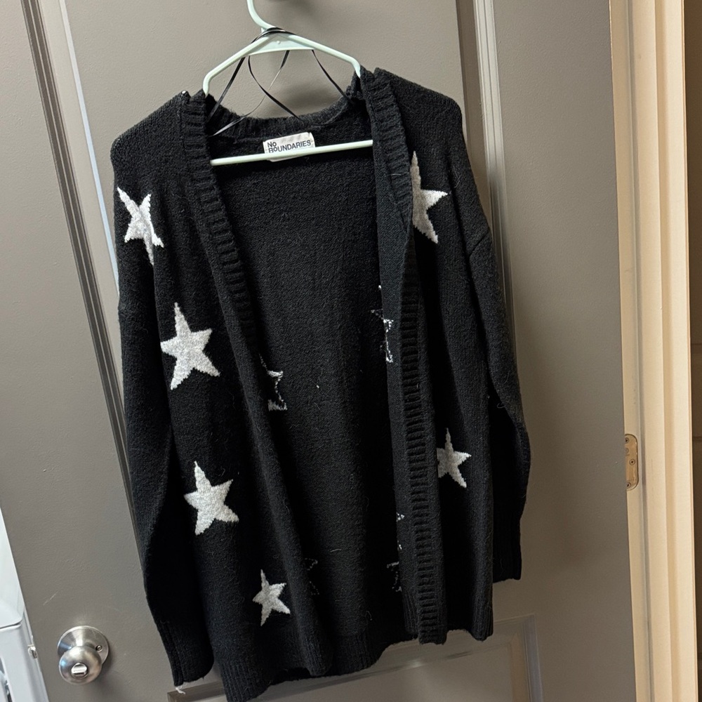 No Boundaries Black and White Star Cardigan